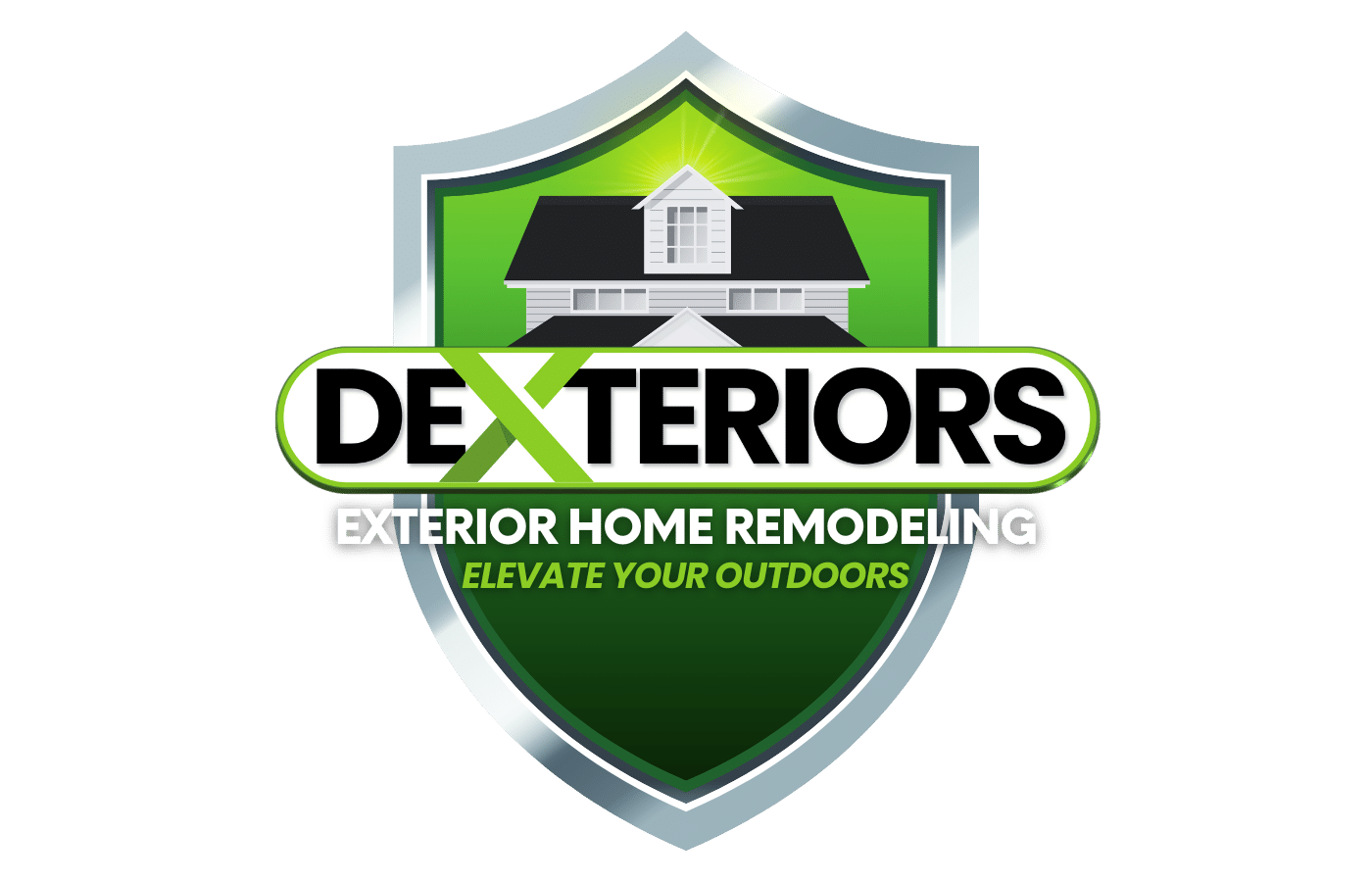 A green badge logo for Dexteriors Home Remodeling